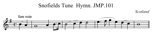 Snofields Tune  Hymn. JMP.101 - staff notation