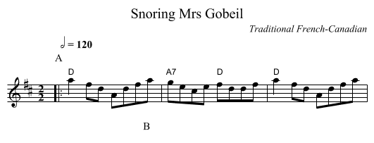 Snoring Mrs Gobeil - staff notation