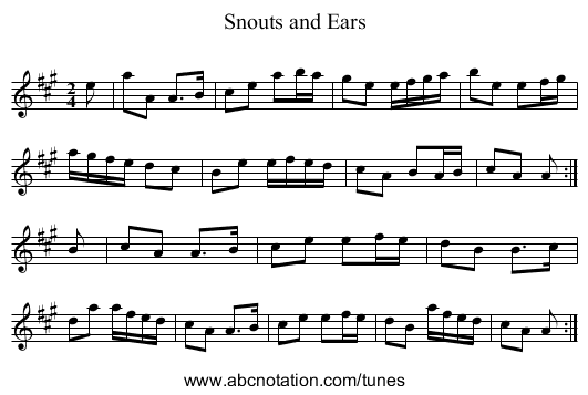 Snouts and Ears - staff notation