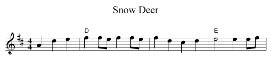 Snow Deer - staff notation