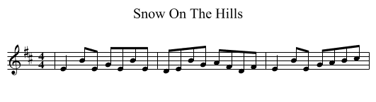 Snow On The Hills - staff notation