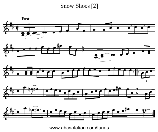 Snow Shoes [2] - staff notation