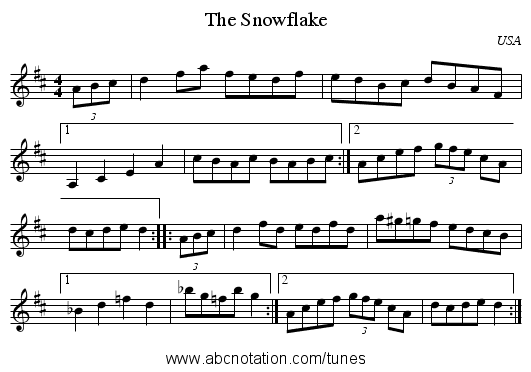 Snowflake, The - staff notation