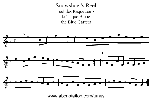 Snowshoer's Reel - staff notation