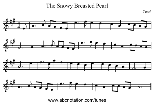 Snowy Breasted Pearl, The - staff notation