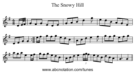 Snowy Hill, The - staff notation