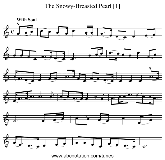 Snowy-Breasted Pearl [1], The - staff notation