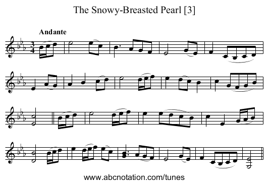 Snowy-Breasted Pearl [3], The - staff notation
