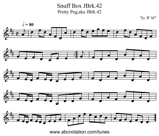 Snuff Box JBrk.42 - staff notation