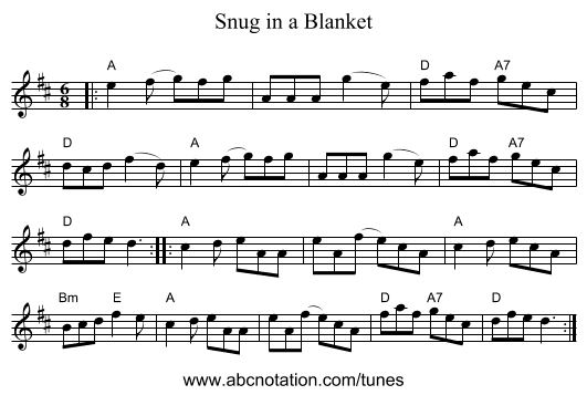 Snug in a Blanket - staff notation