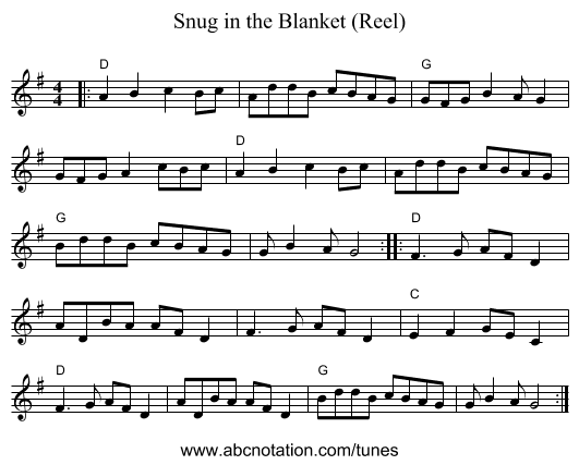 Snug in the Blanket (Reel) - staff notation