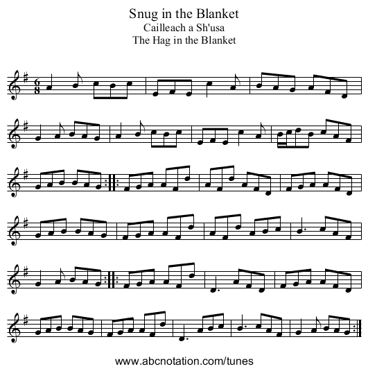 Snug in the Blanket - staff notation