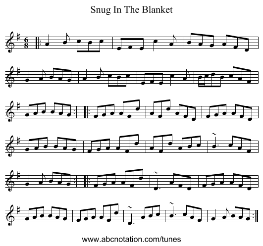 Snug In The Blanket - staff notation