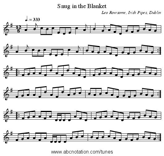 Snug in the Blanket - staff notation