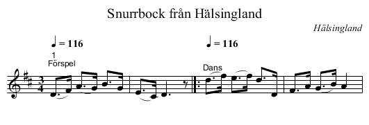 Snurrbock från Hälsingland - staff notation