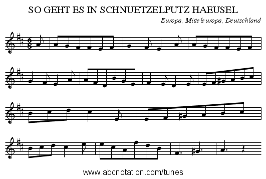 SO GEHT ES IN SCHNUETZELPUTZ HAEUSEL - staff notation