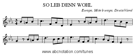 SO LEB DENN WOHL - staff notation