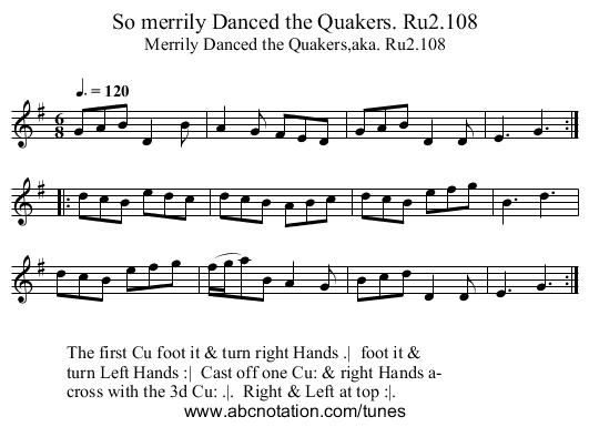 So merrily Danced the Quakers. Ru2.108 - staff notation