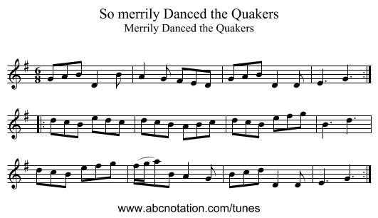 So merrily Danced the Quakers - staff notation