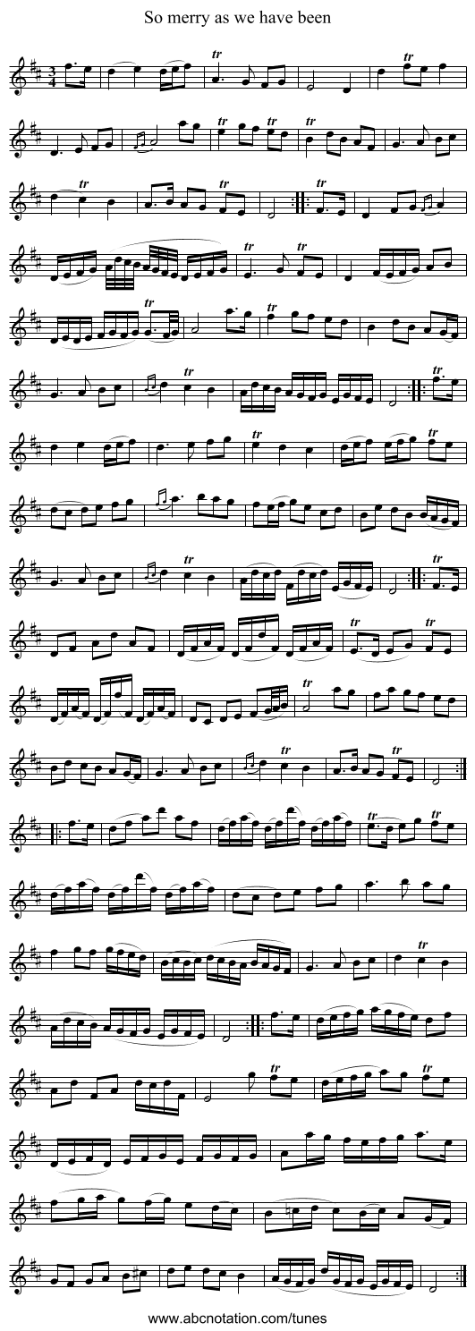 So merry as we have been - staff notation