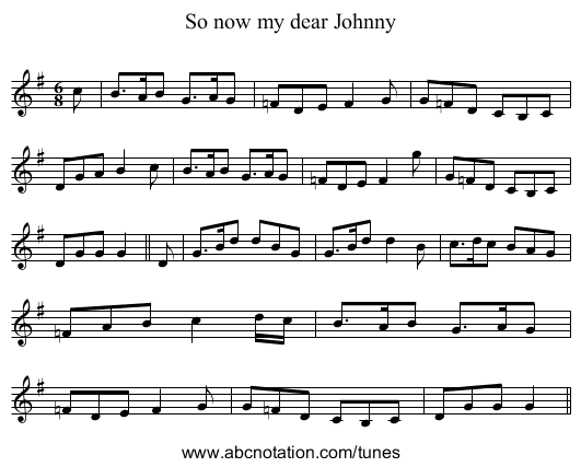 So now my dear Johnny - staff notation