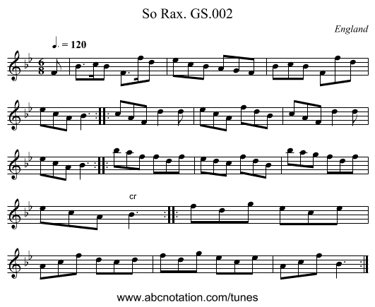 So Rax. GS.002 - staff notation