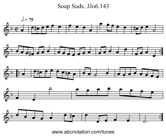 Soap Suds. JJo6.143 - staff notation