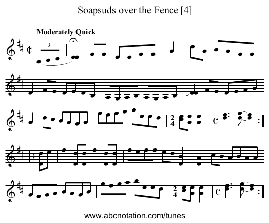 Soapsuds over the Fence [4] - staff notation