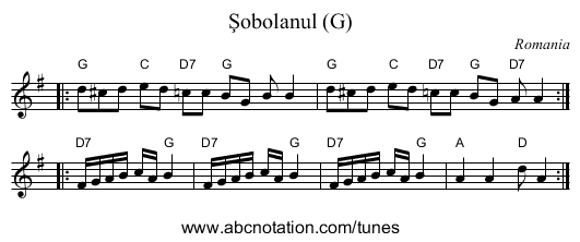 Şobolanul (G) - staff notation