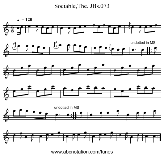 Sociable,The. JBs.073 - staff notation