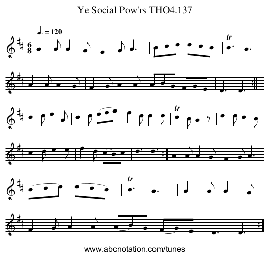 Social Pow'rs THO4.137, Ye - staff notation