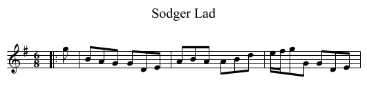 Sodger Lad - staff notation
