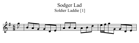 Sodger Lad - staff notation