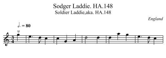 Sodger Laddie. HA.148 - staff notation