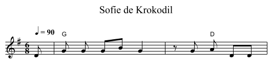 Sofie de Krokodil - staff notation