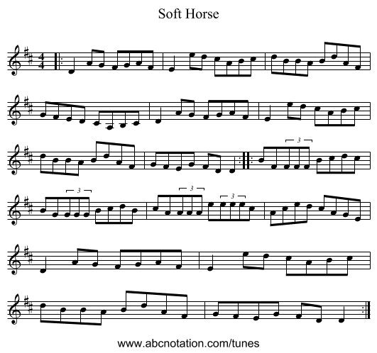Soft Horse - staff notation