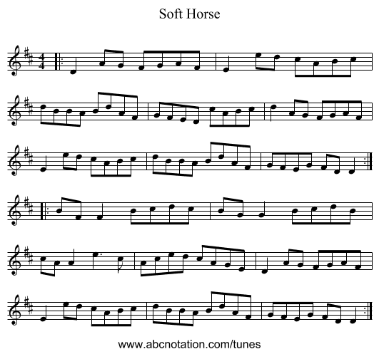 Soft Horse - staff notation