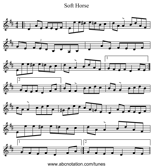 Soft Horse - staff notation