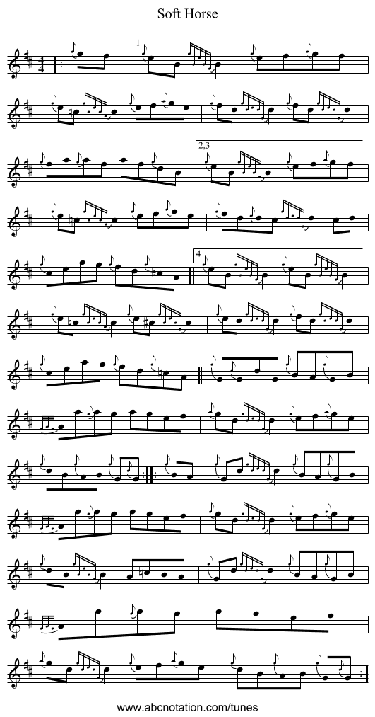 Soft Horse - staff notation