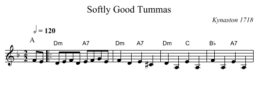 Softly Good Tummas - staff notation