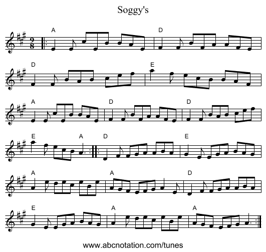 Soggy's - staff notation