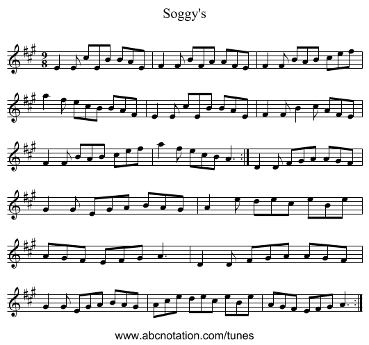 Soggy's - staff notation