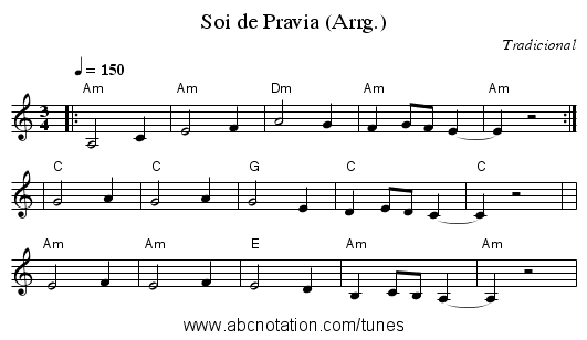 Soi de Pravia (Arrg.) - staff notation
