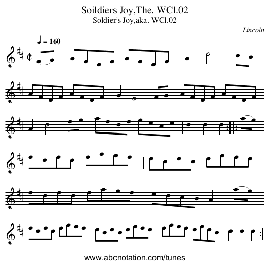 Soildiers Joy,The. WCl.02 - staff notation