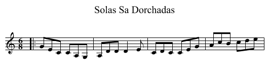 Solas Sa Dorchadas - staff notation