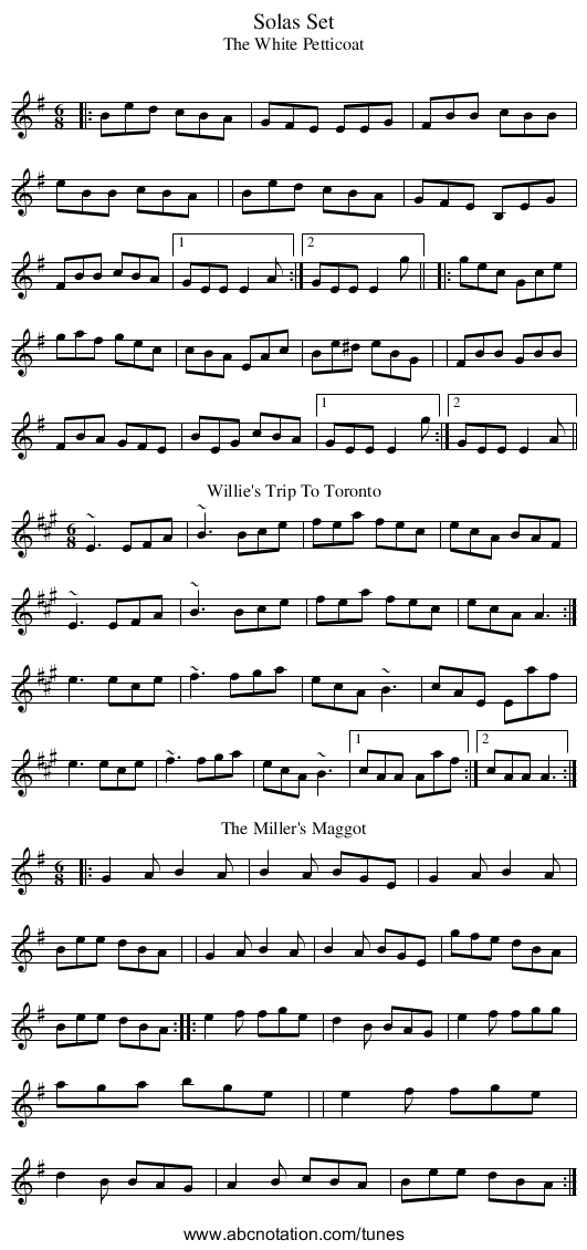 Solas Set - staff notation