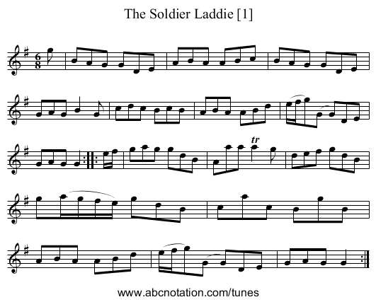 Soldier Laddie [1], The - staff notation