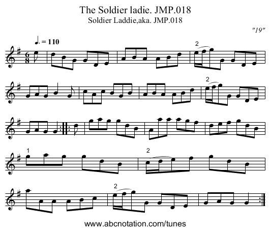 Soldier ladie. JMP.018, The - staff notation