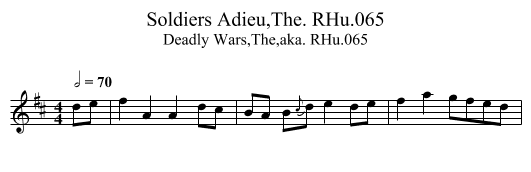 Soldiers Adieu,The. RHu.065 - staff notation
