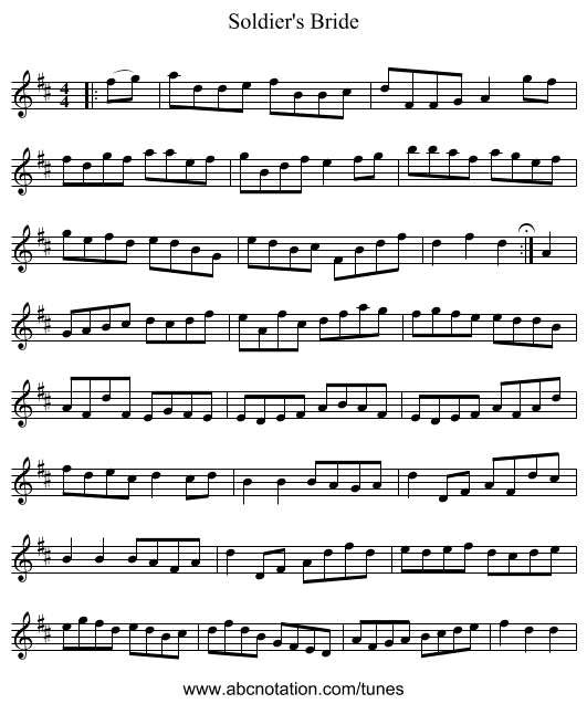 Soldier's Bride - staff notation